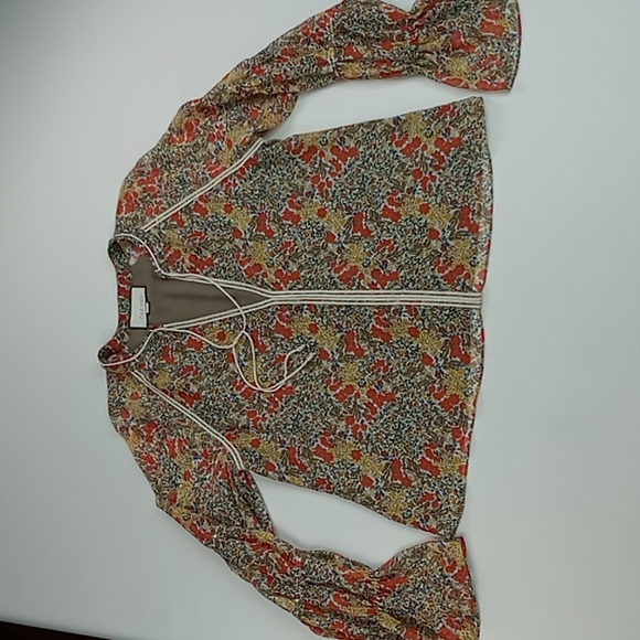 Alexis "Samera" Floral Print Peasant Top With Out Tassels Women's Size Large - Picture 7 of 13